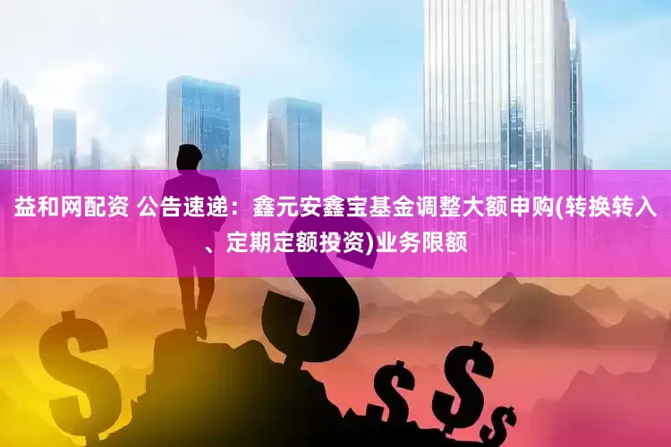益和网配资 公告速递：鑫元安鑫宝基金调整大额申购(转换转入、定期定额投资)业务限额