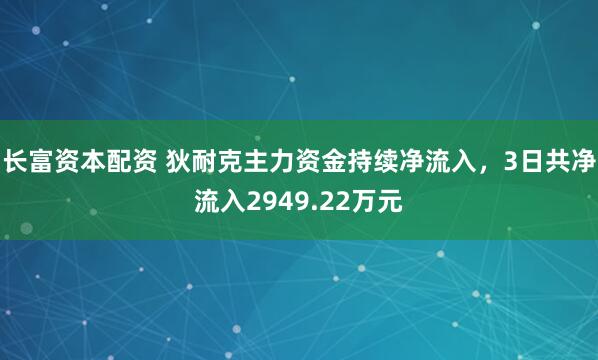 长富资本配资 狄耐克主力资金持续净流入，3日共净流入2949.22万元