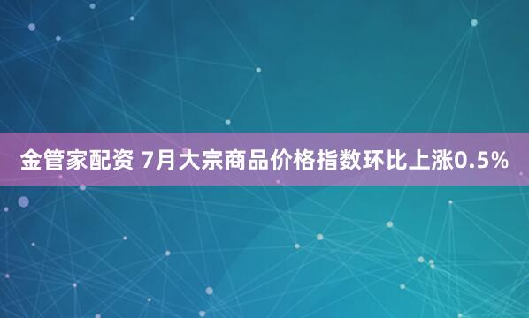 金管家配资 7月大宗商品价格指数环比上涨0.5%